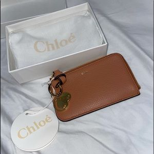 CHLOÉ ALPHABET ZIP LEATHER CARD HOLDER